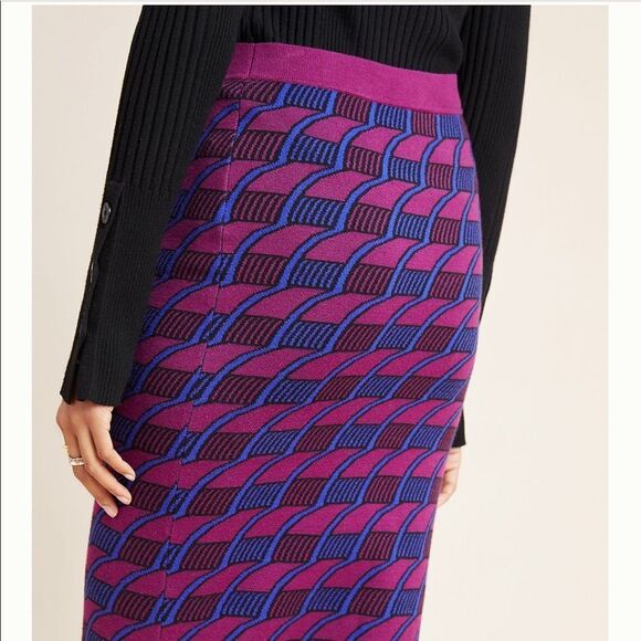 Anthropologie Patterned Sweater Pencil Midi Skirt Size XL NWT - Picture 2 of 11